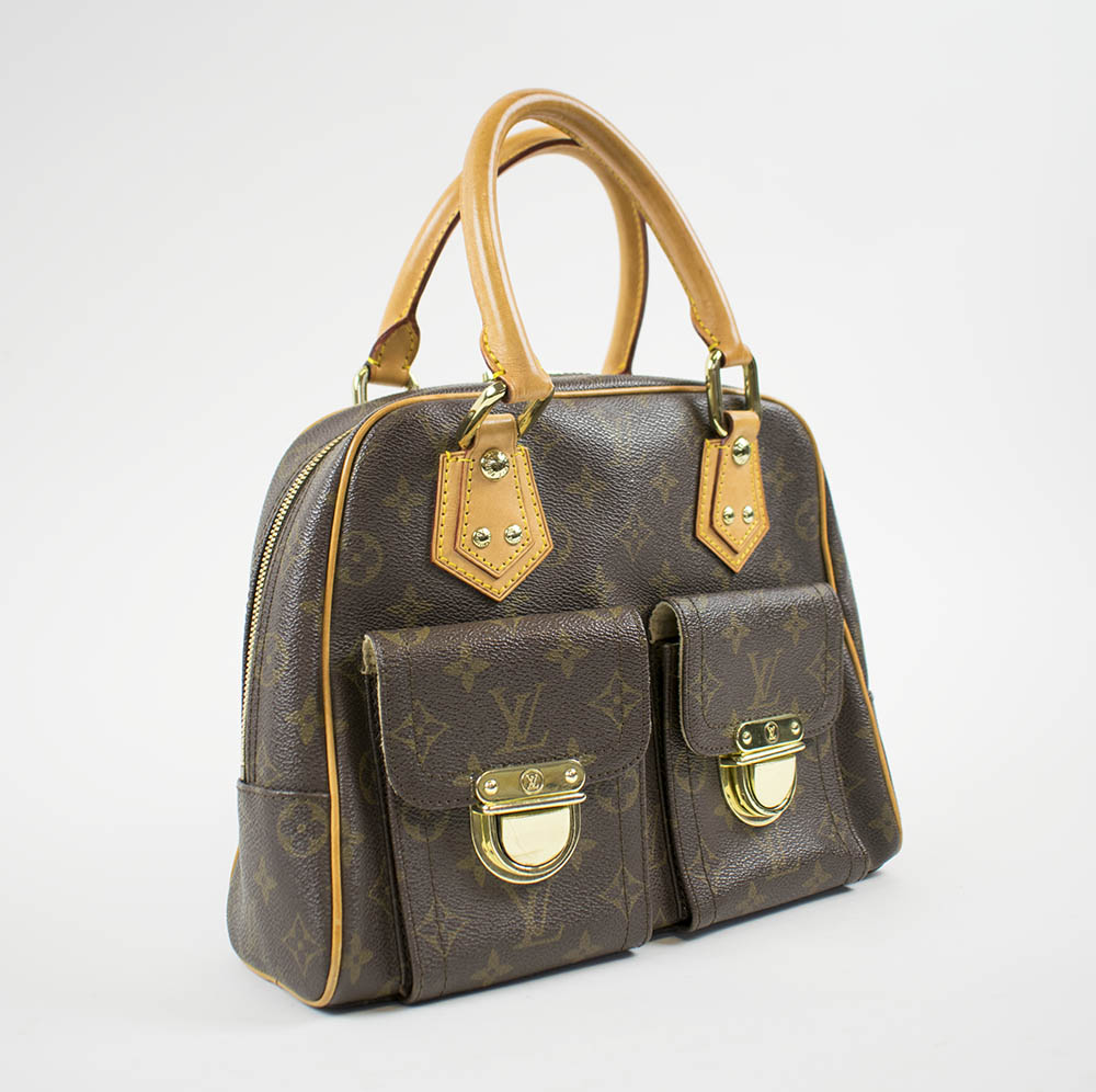 LOUIS VUITTON MANHATTAN PM BAG, monogram leather with leather