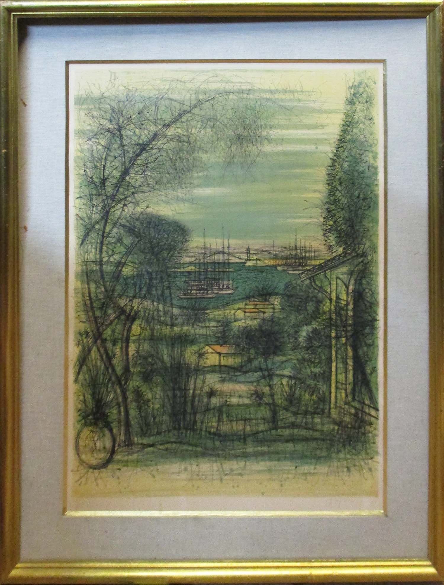 JEAN IARLOU, etching in colours, signed and dated, 1960, 83cm x 150cm ...