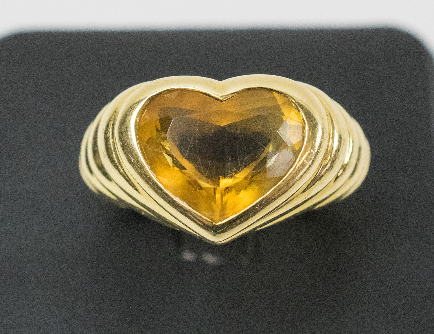 REPOSSI RING, 18K yellow gold, set a heart shaped citrine.