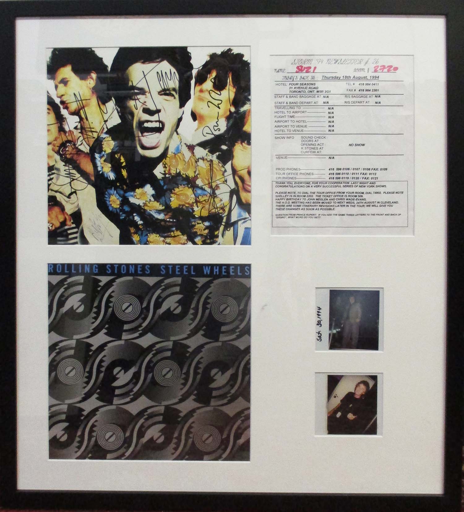 ROLLING STONES, signed steel wheels plus two polaroids of manager Alan ...