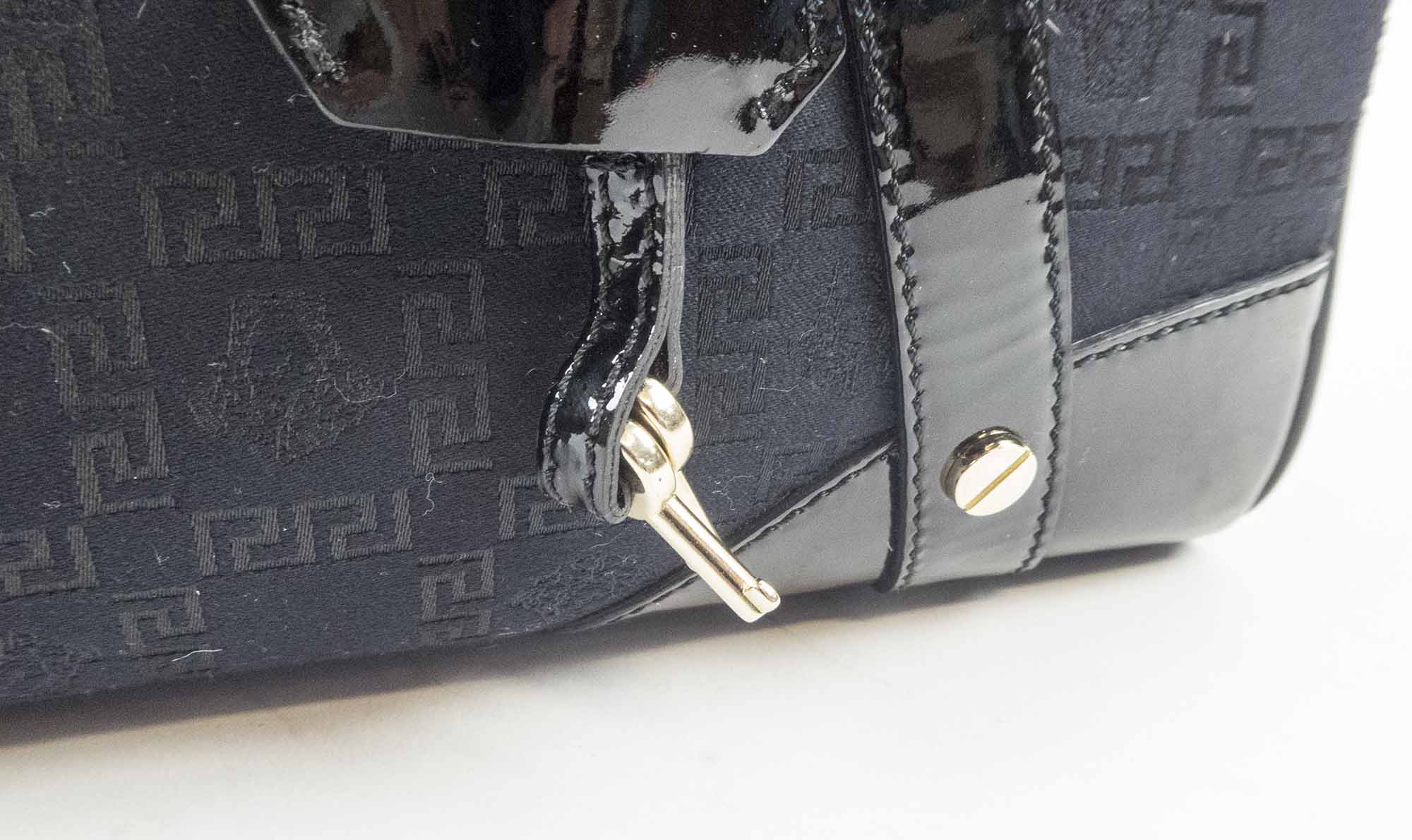 Gianni Versace Black Leather Pattern Handbag - Tagotee