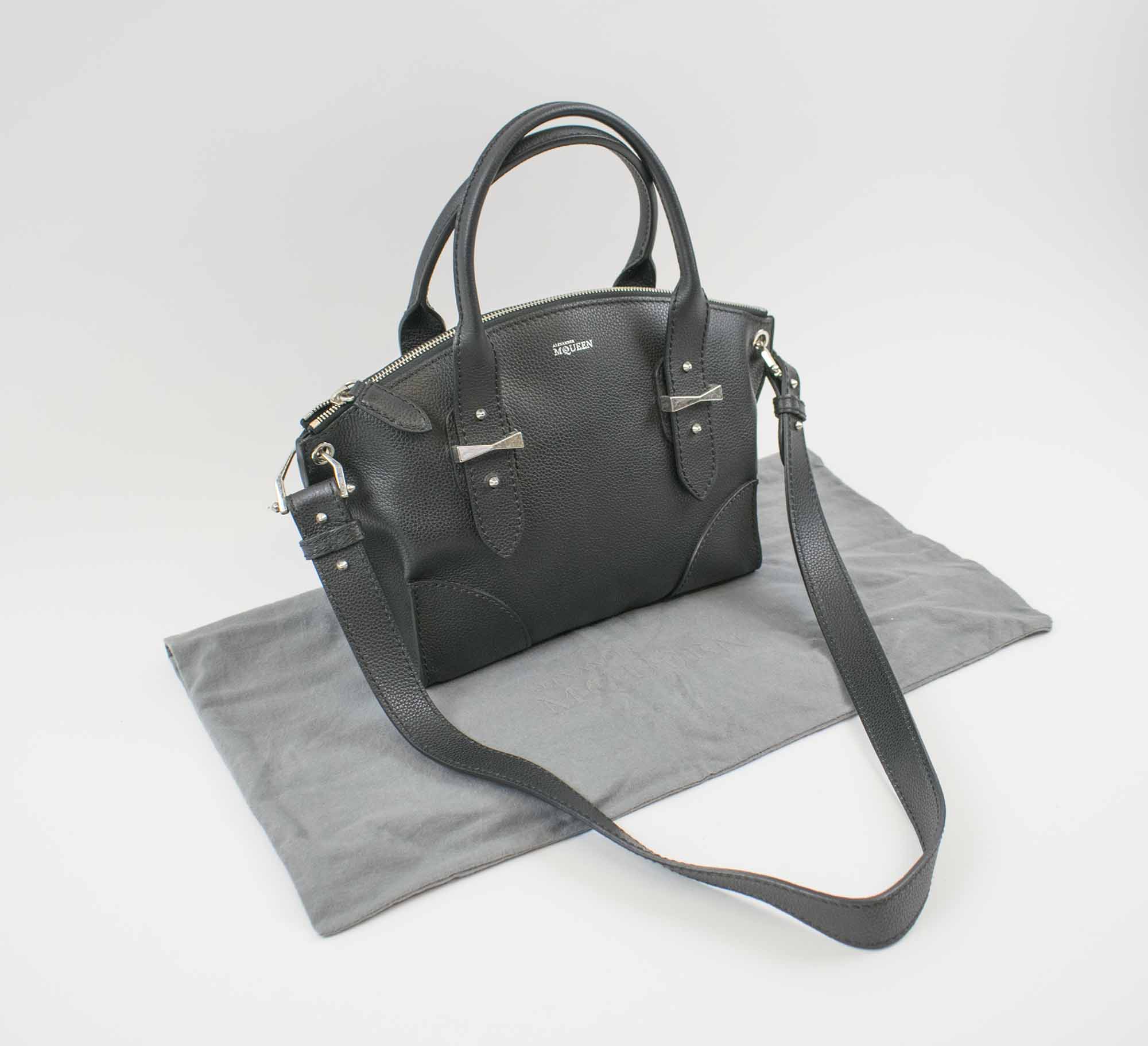 ALEXANDER MCQUEEN LEGEND BAG, black leather with two leather top