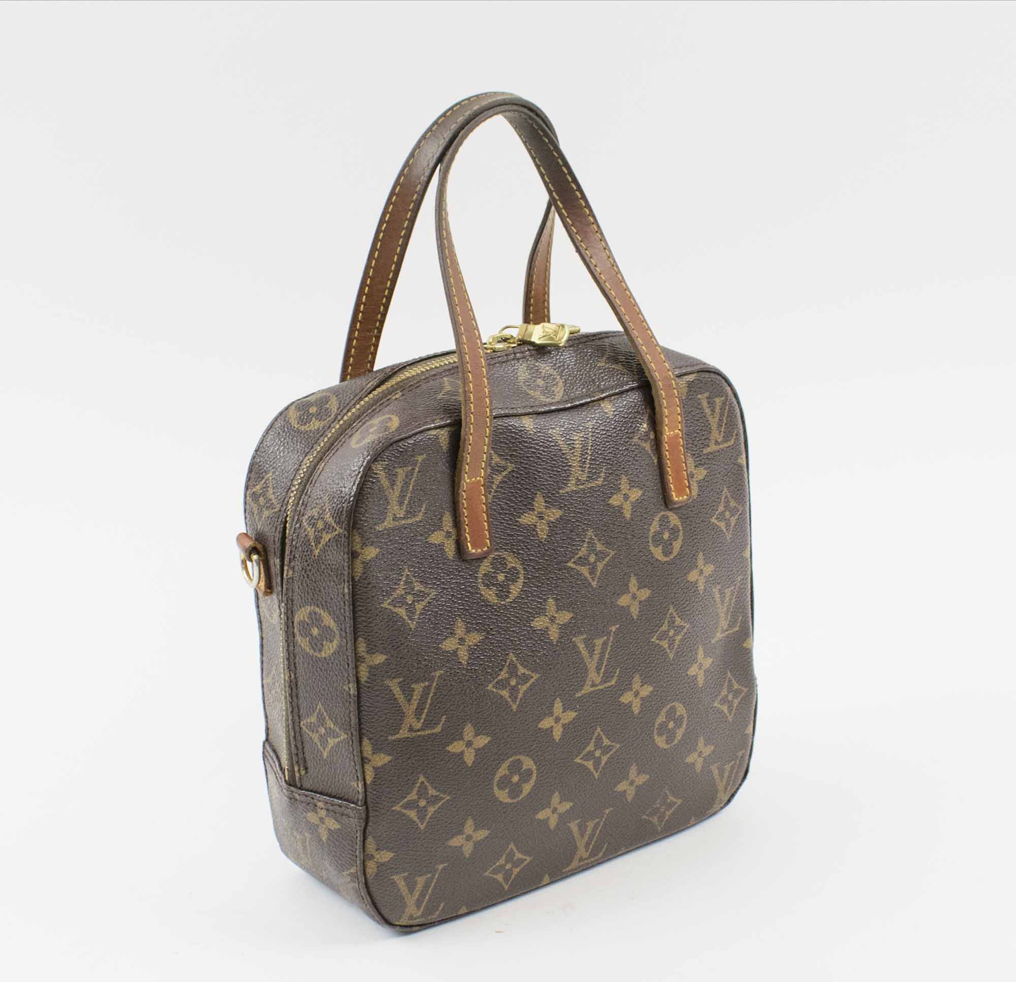 LOUIS VUITTON HANDBAG, monogram pattern with leather trims and two