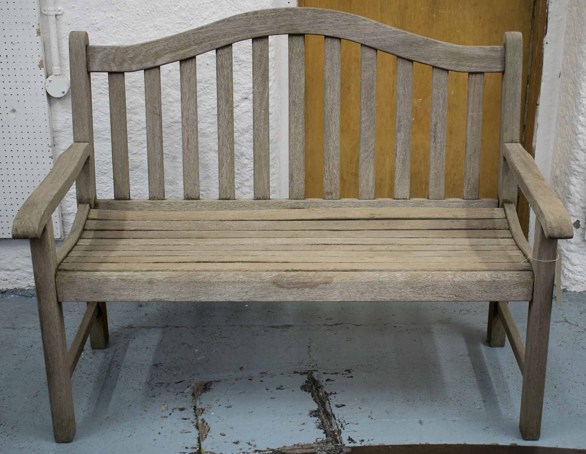 Garden Bench Weathered Teak With Arched Back And Of Slatted