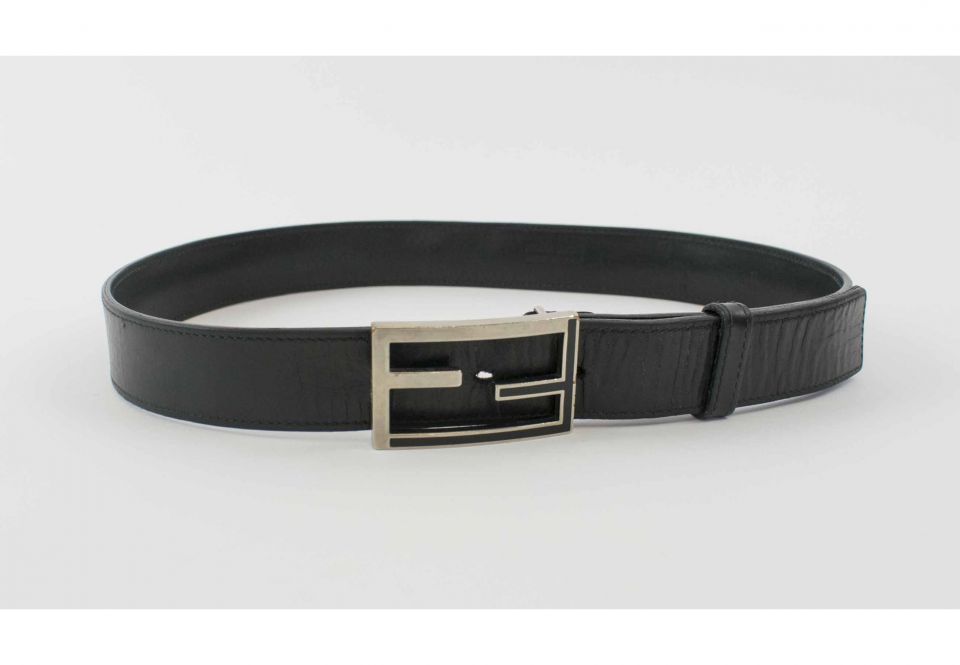 black and silver fendi belt