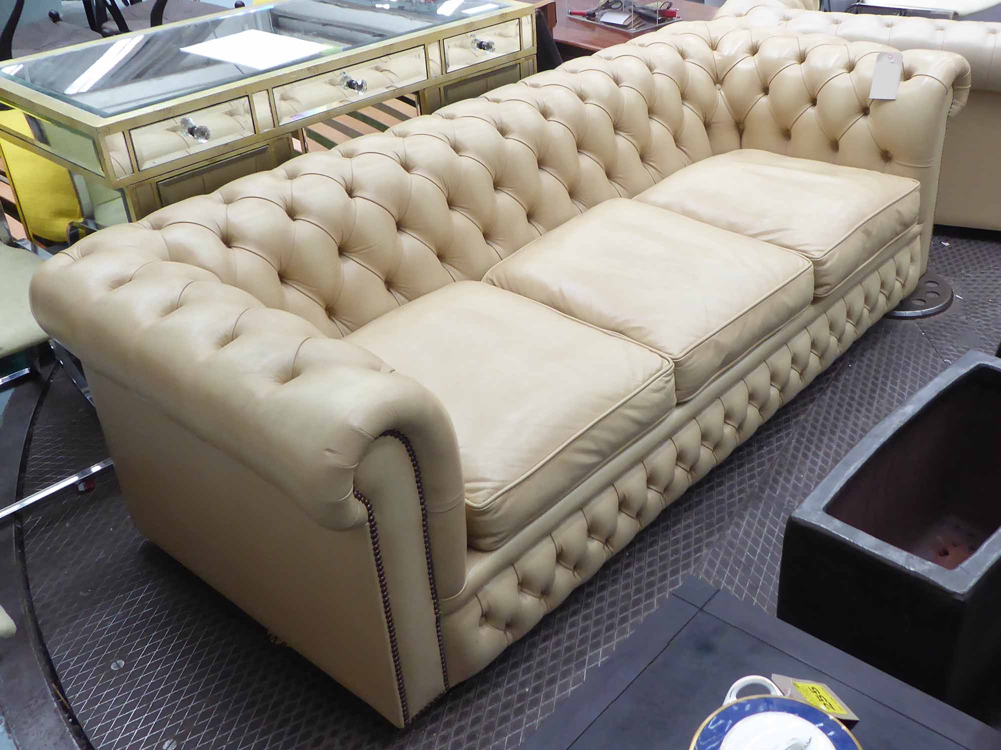 faux leather chesterfield corner sofa