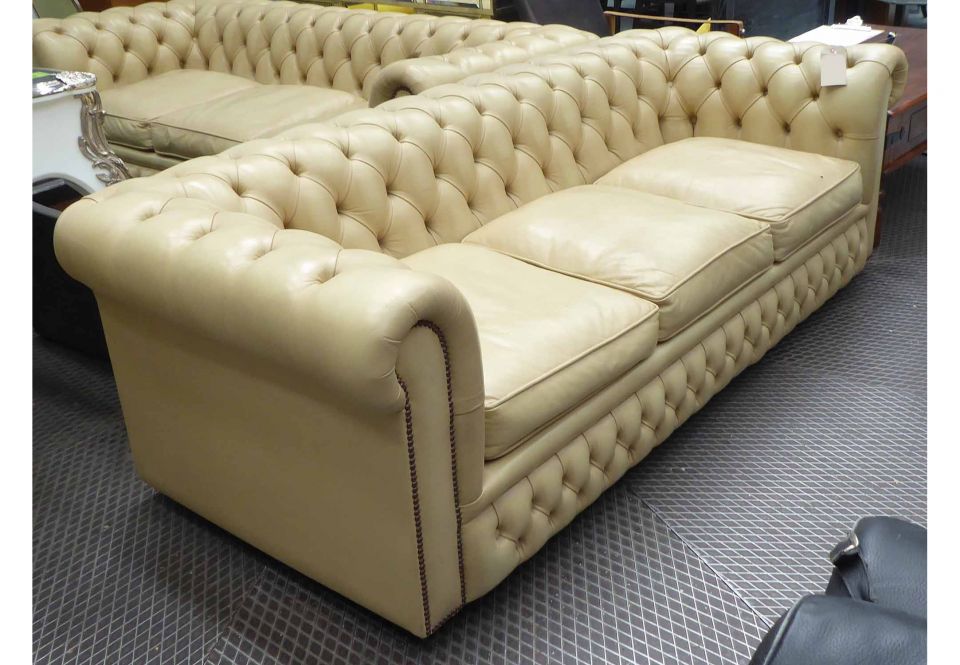 chesterfield cream leather sofa offer