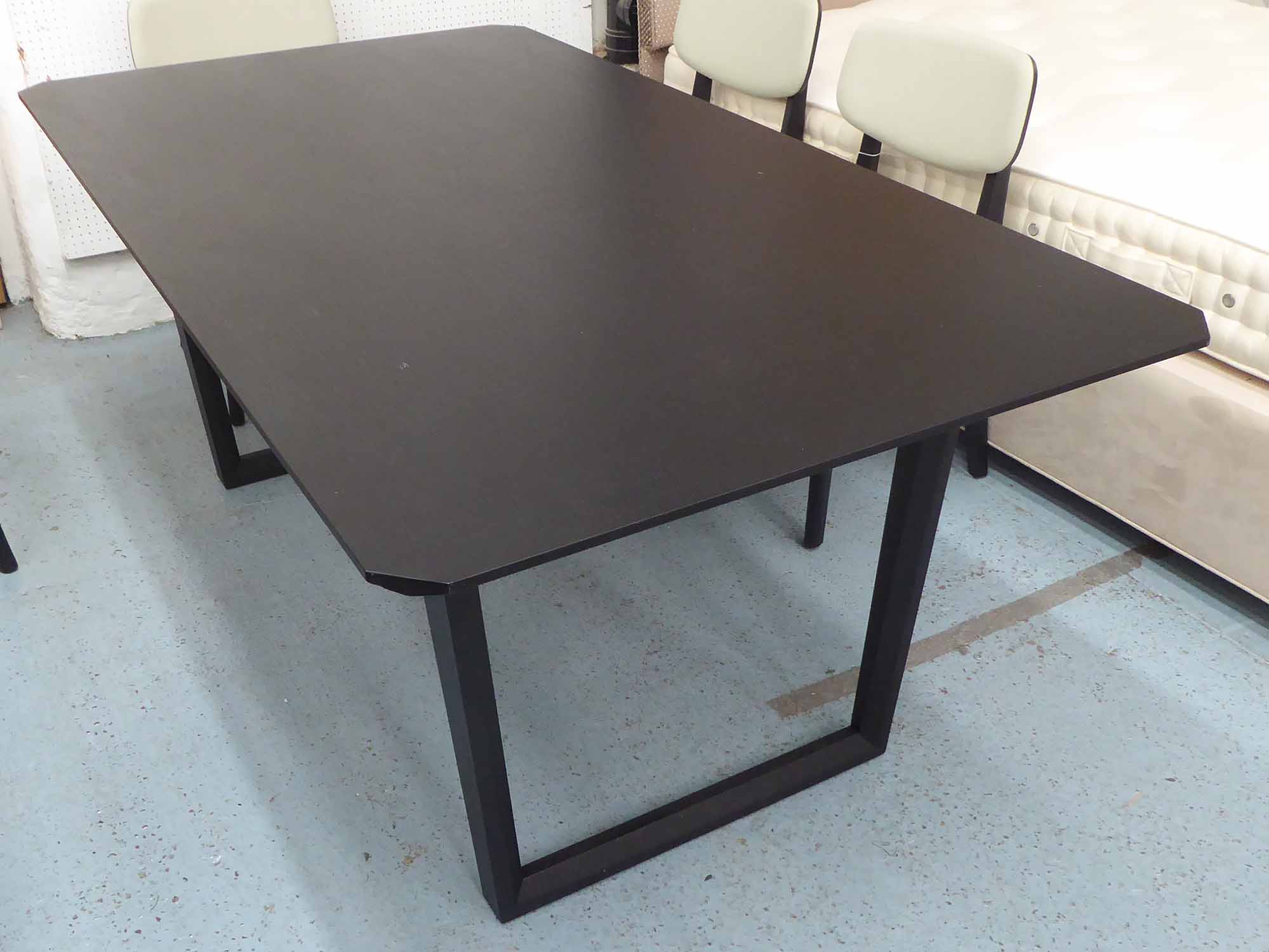 CAMERICH DINING TABLE, in black ash on square supports, 180cm x 100cm x ...