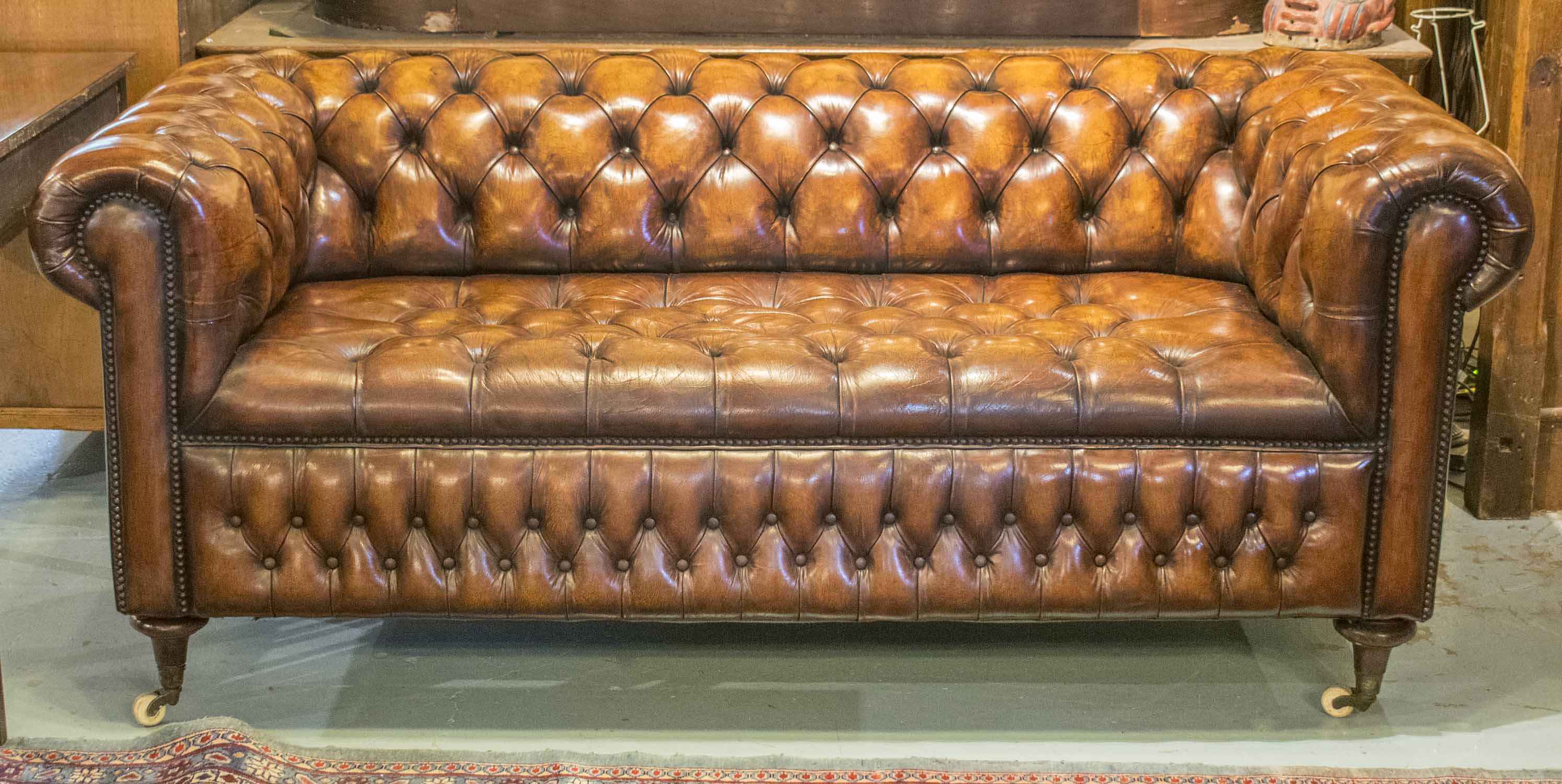 chesterfield gordon brown leather sofa