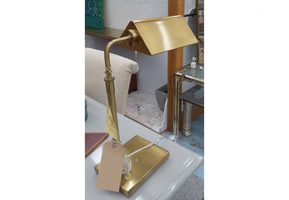 Ralph Lauren Retro Bankers Style Table, Ralph Lauren Brass Table Lamp