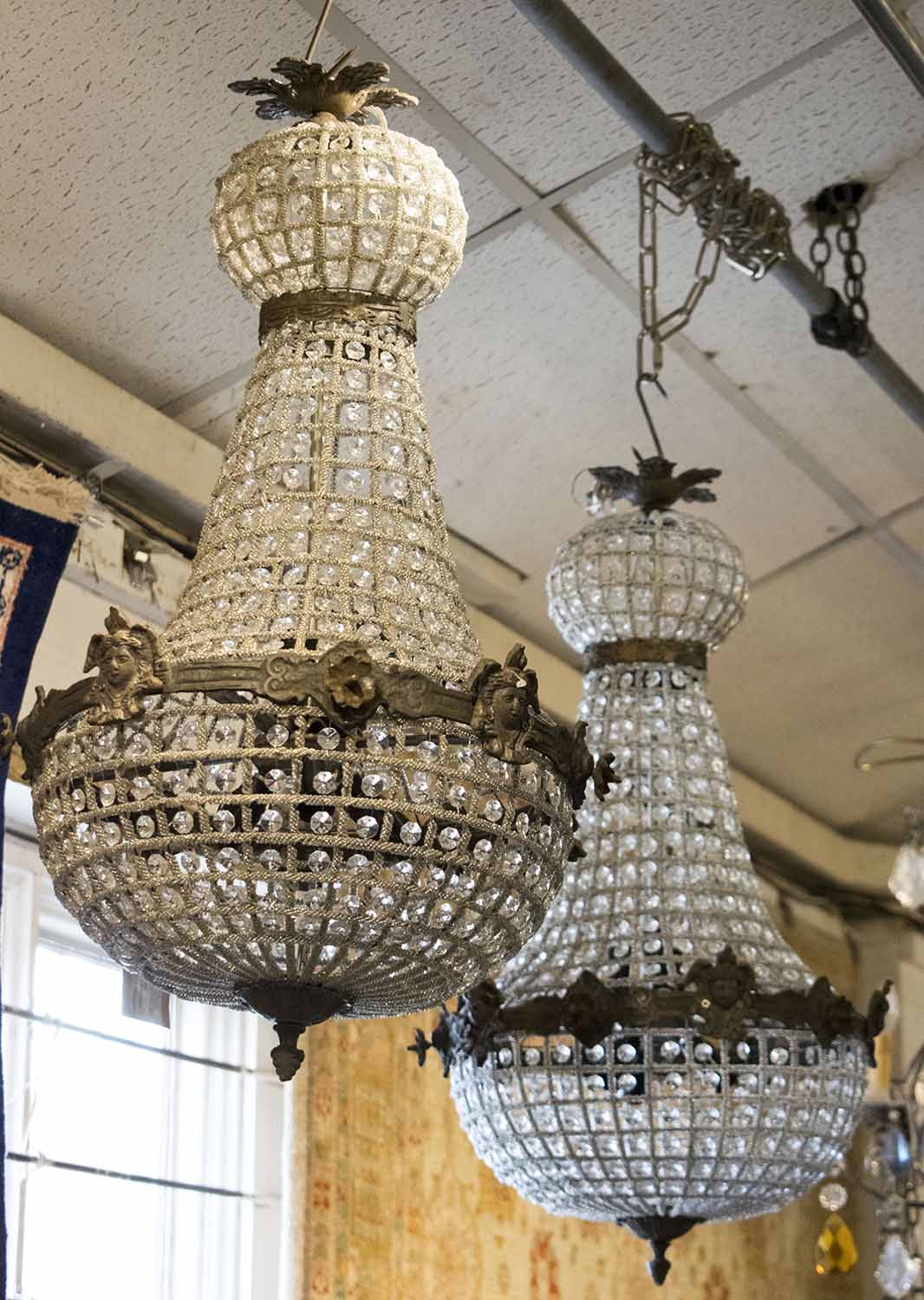 Bag Chandeliers A Pair In The French Empire Inspired Style 70cm Drop