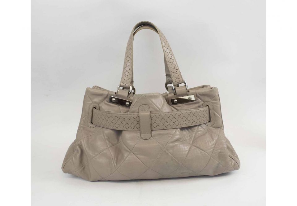 CHANEL TOTE BAG, iconic quilted leather with silver tone hardware