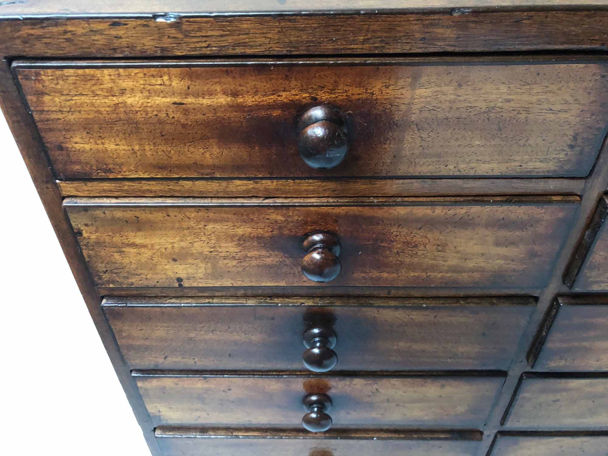 BANK OF DRAWERS, George III figured mahogany and ebony strung with two ...