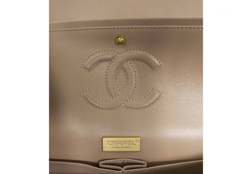 CHANEL CLASSIC FLAP BAG LIGHT PINK PYTHON, with interwoven brass