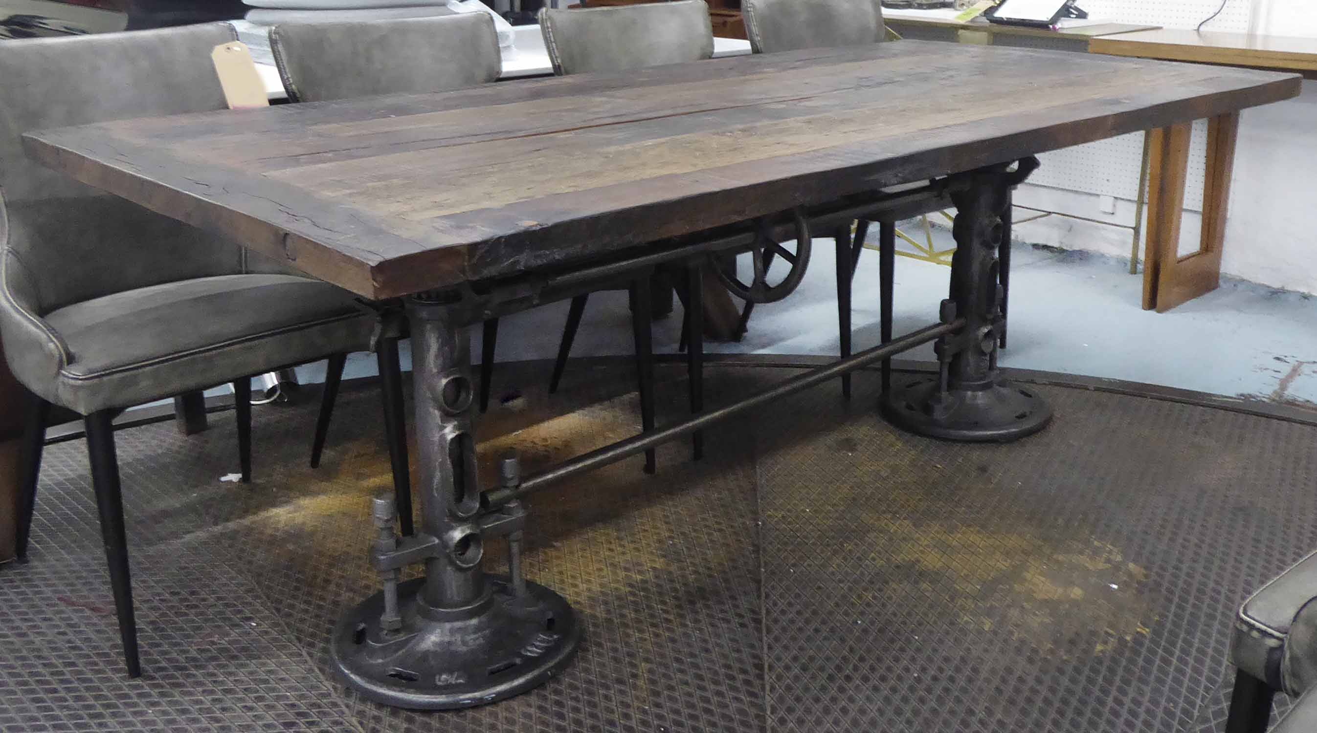 industrial metal dining room table